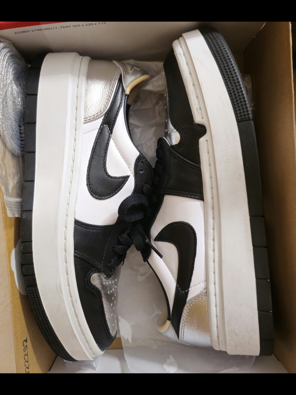 Jordan Women's Black White Metallic Silver Low-Top Sneakers